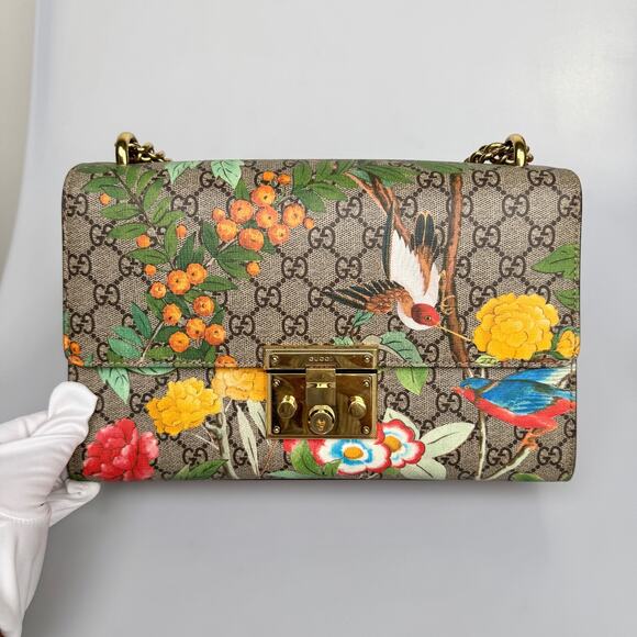 Pre-Owned Gucci GG Supreme Monogram Tian Print Medium Padlock Shoulder Bag - Picture 4 of 16